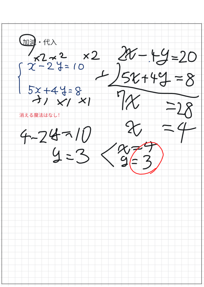 問題演習:加減法・代入法の判別3